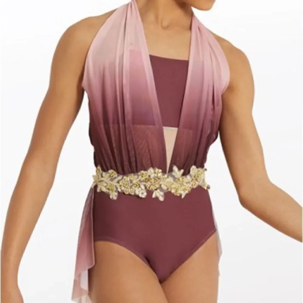 WEISSMAN elite Dance Costume pink mauve Lifelines PL11371 child IC 7/8